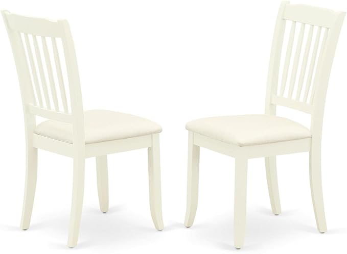East West Furniture SUDA3-LWH-C 3 Piece Dining Table Set Contains a Round Dining Room Table with Dropleaf & Shelves and 2 Linen Fabric Upholstered Chairs, 42x42 Inch, Linen White