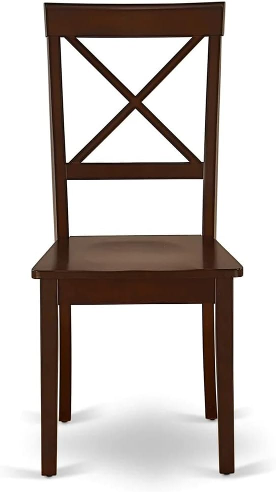 East West Furniture ESBO3-MAH-W 3 Piece Dining Room Table Set Contains a Round Kitchen Table with Pedestal and 2 Dining Chairs, 30x30 Inch, Mahogany