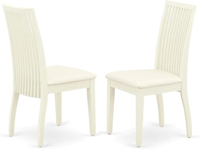 East West Furniture DMIP5-LWH-C 5 Piece Modern Dining Table Set Includes a Round Wooden Table with Dropleaf and 4 Linen Fabric Upholstered Dining Chairs, 42x42 Inch, Linen White
