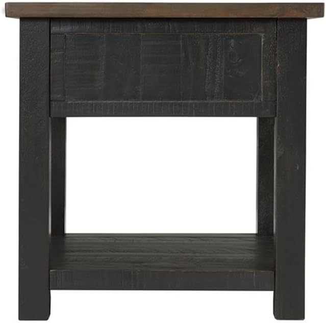 Martin Svensson Home Solid Wood End Table, Black with Brown Top