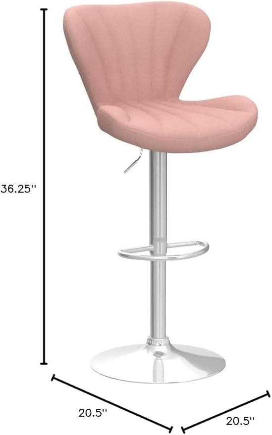 Roundhill Furniture Ellston Velvet Adjustable Swivel Barstools in Pink, Set of 2