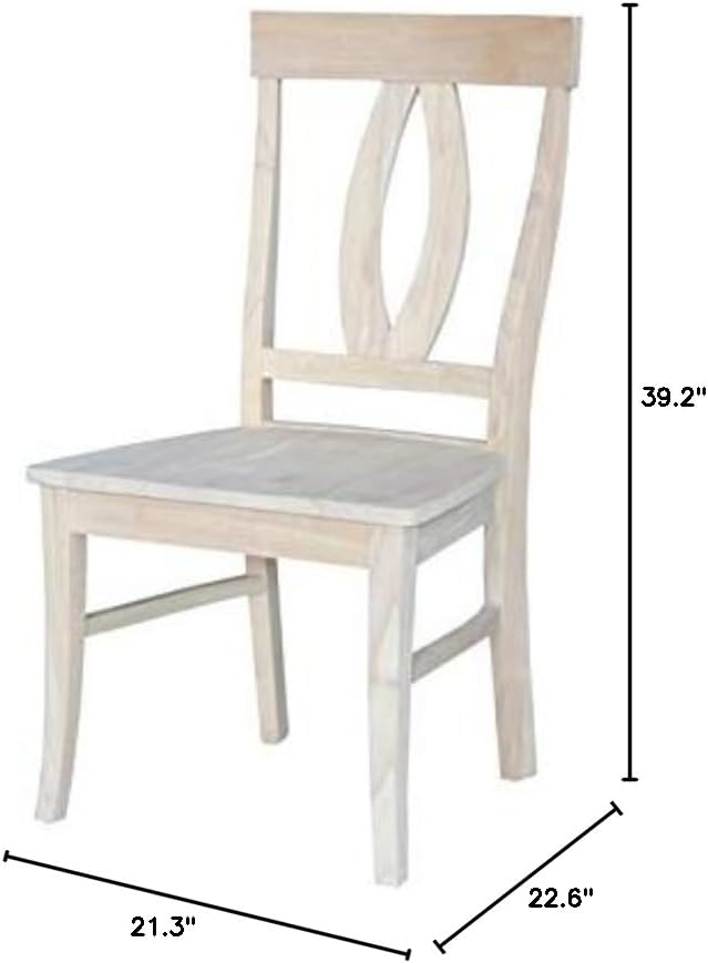 IC INTERNATIONAL CONCEPTS Set of Two Verona Dining Chairs 225lbs wt Capacity, Solid Real Wood, Sturdy Parawood, 21.3"W x 22.6"D x 39.6"H, Unfinished
