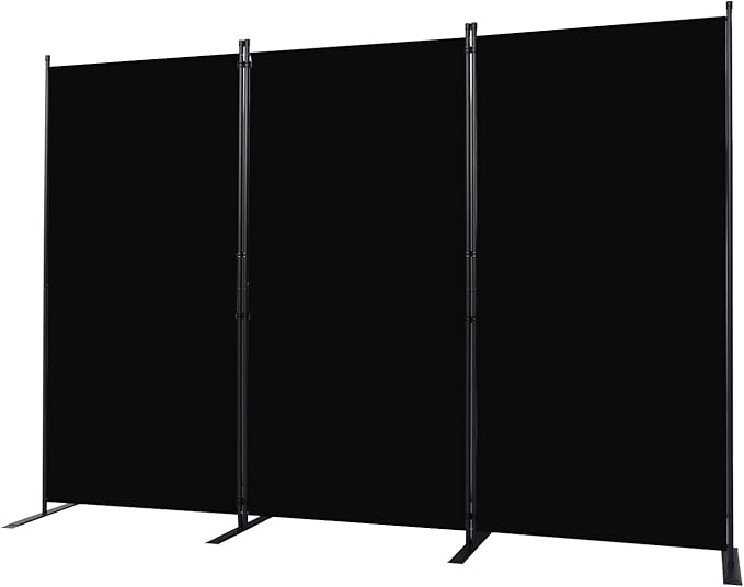 Room Divider, 3 Panel Folding Privacy Screens with Wider Support Feet, 6 Ft Portable Room Partition for Room Separator, 102" W X 71" H, Black