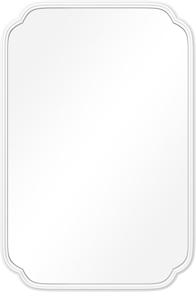White Bathroom Mirror for Wall 20×30 Inch - Multi-Size Durable Iron Frame, Shatterproof Glass, Versatile for Bathroom/Bedroom/Living Room Decor (Horizontal or Vertical Mount)