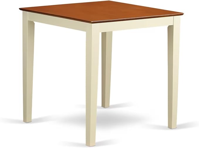 East West Furniture YAVN5-WHI-C 5 Piece Kitchen Counter Set Includes a Rectangle Dining Room Table and 4 Linen Fabric Upholstered Dining Chairs, 30x48 Inch, Buttermilk & Cherry