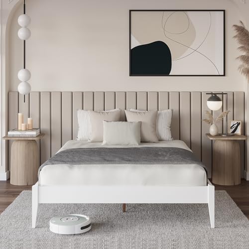 Dinkee Basic Bed Frame Without headboard - Ivory White - Queen