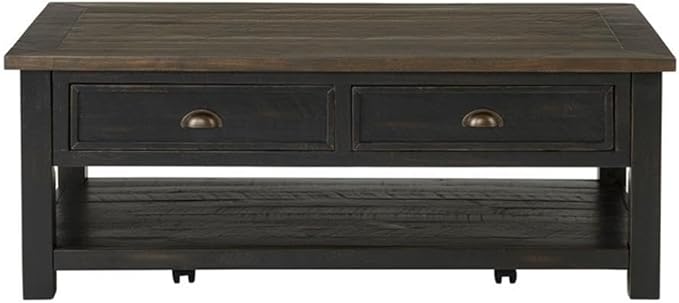 Martin Svensson Home Solid Wood Coffee Table, Black with Brown Top