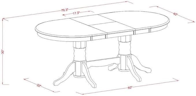 East West Furniture VABO5-LWH-W 5 Piece Kitchen Table Set for 4 Includes an Oval Dining Room Table with Butterfly Leaf and 4 Solid Wood Seat Chairs, 40x76 Inch, Linen White