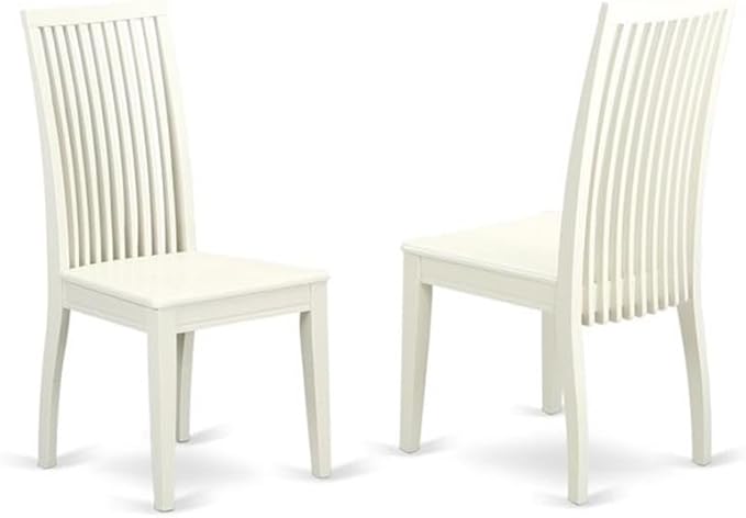 East West Furniture SHIP3-LWH-W 3 Piece Dinette Set for Small Spaces Contains a Round Kitchen Table with Pedestal and 2 Dining Chairs, 42x42 Inch, Linen White
