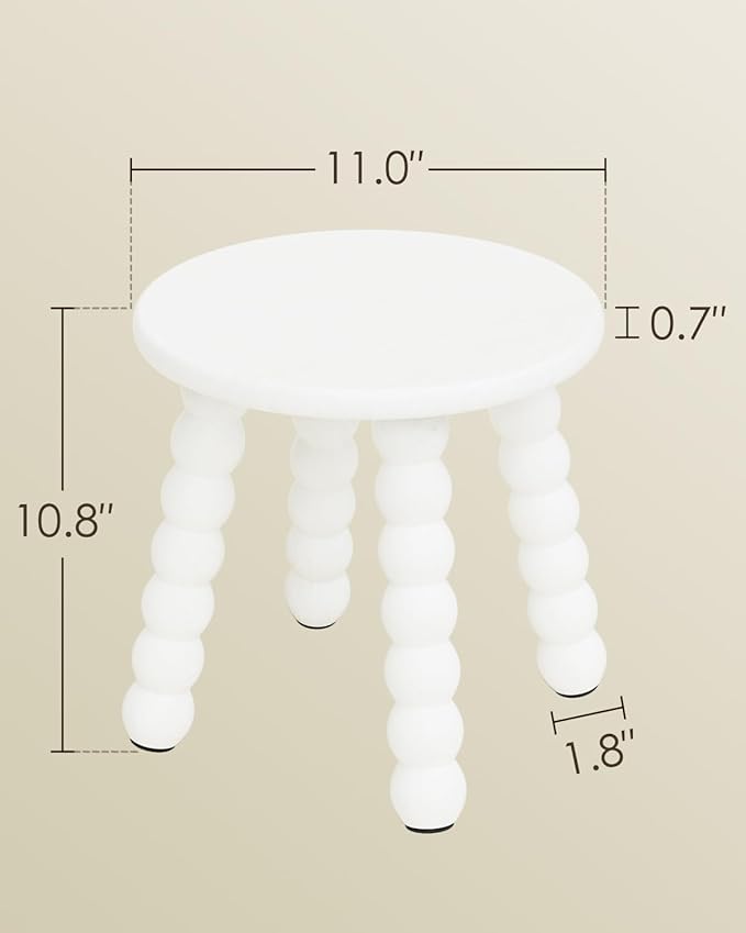 Masupu Solid Wooden Step Stool for Adults Kids, 11 inch Small Foot Stool, Non-Slip One Step Stool, Sturdy Foot Stool for Bathroom, Bedroom, Kichen, Plant Stand(White)