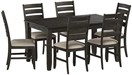 Signature Design by Ashley Rokane 20" Dining Room Table Set with 6 Upholstered Chairs, Brown