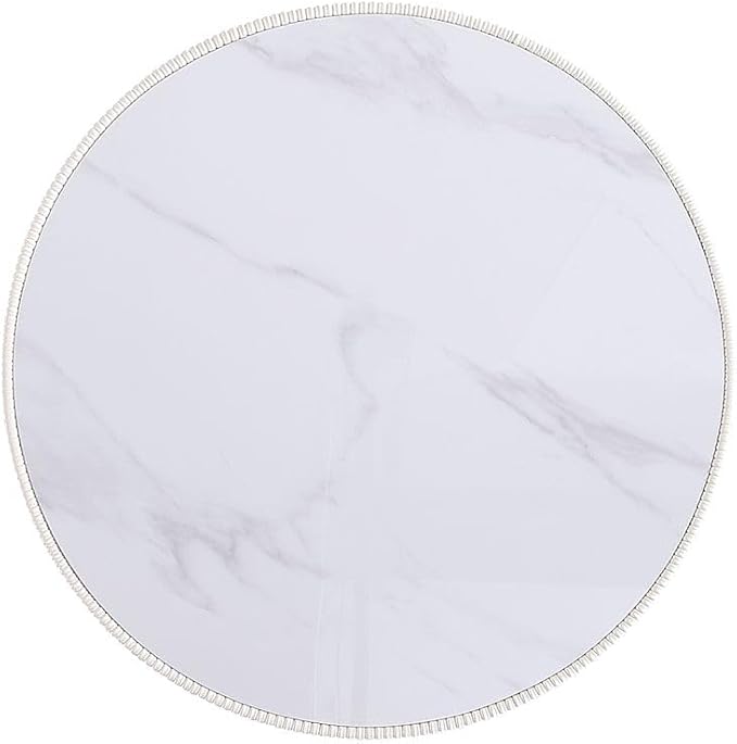 Manhattan Comfort Anderson Modern 28.15" Round Coffee Table 2.0 - Ceramic Marble Tabletop, Elegant Pleated Leatherette Details & Gold Base, Fully Assembled Accent Furniture, Set of 1, Cream