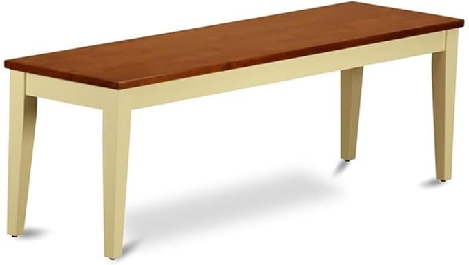 East West Furniture NIQU6-WHI-W 6 Piece Kitchen Table Set Contains a Rectangle Dining Table with Butterfly Leaf and 4 Dining Chairs with a Bench, 36x66 Inch, Buttermilk & Cherry