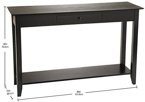 Convenience Concepts American Heritage 1 Drawer Console Table with Shelf, Black