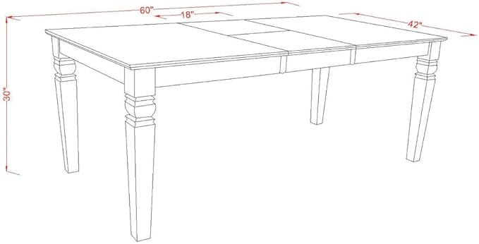 East West Furniture WEIP5-BMK-W 5 Piece Dining Set Includes a Rectangle Dining Table with Butterfly Leaf and 4 Kitchen Chairs, 42x60 Inch, Buttermilk & Cherry