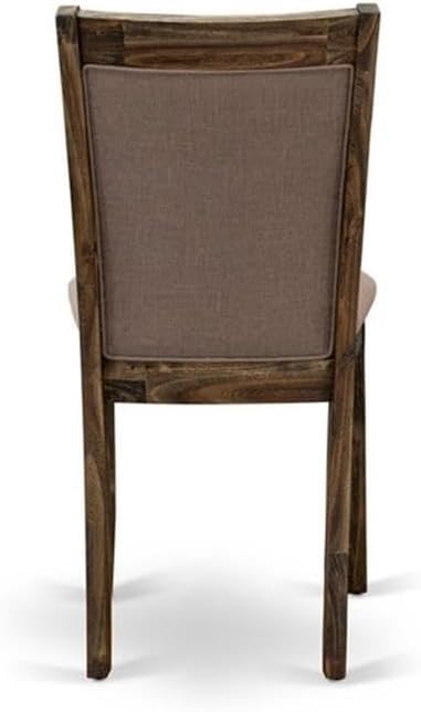 East West Furniture X777MZ748-5 5 Piece Kitchen Table & Chairs Set Includes a Rectangle Dining Room Table with X-Legs and 4 Coffee Linen Fabric Upholstered Chairs, 40x72 Inch, Multi-Color