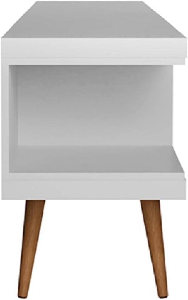 Manhattan Comfort Utopia 70.47" Freestanding Entertainment Center for Living Room, Mid Century Modern TV Stand with Shelves, Storage and Media Holes, Fits 65" Screens, 70.47 Inches, White