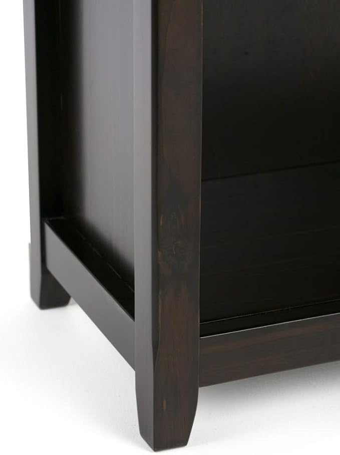 SIMPLIHOME Amherst Bookcase - 70 inch Tall 5-Shelf Solid Wood Bookshelf in Hickory Brown, Transitional Storage for Living Room, Study Room or Office with Adjustable Shelves and Tapered Legs