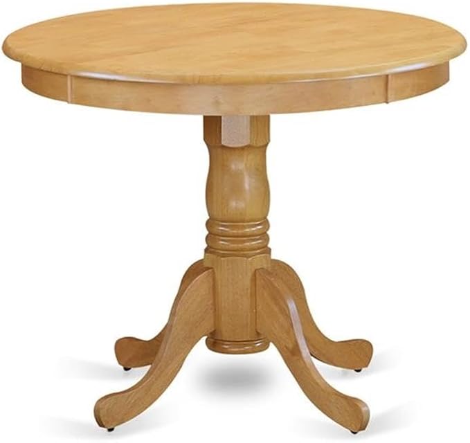 East West Furniture ANVA3-OAK-W 3 Piece Dining Table Set for Small Spaces Contains a Round Kitchen Table with Pedestal and 2 Dining Room Chairs, 36x36 Inch, Oak