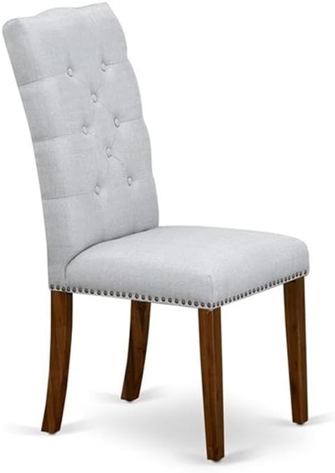 East West Furniture DLEL3-AWA-05 3 Piece Kitchen Table & Chairs Set Consist of a Round Dining Table with Dropleaf and 2 Upholstered Parson Chairs, 42x42 Inch, Antique Walnut