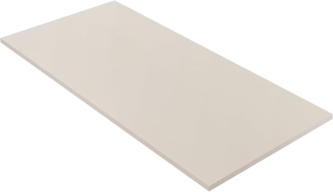 Kaboon Universal Tabletop 55"x20", Solid One-Piece Melamine Table Top, Double Desk L-Desk DIY, Home and Office, Leather/Ivory
