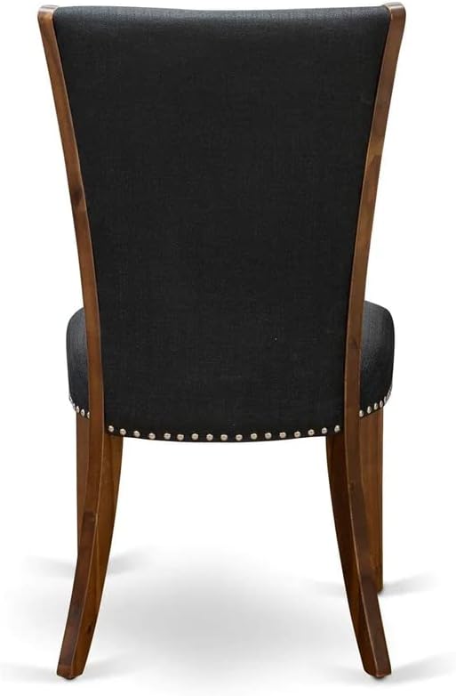 East West Furniture VEP8T24 Verona Parson Dining Chairs - Nailhead Trim Black Color Linen Fabric Upholstered Chairs, Set of 2, Walnut
