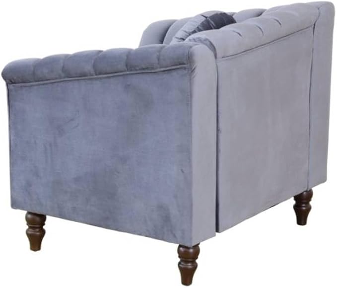 Accent Chair, Single Couch Chair with Style Button Tufted, Scroll Arms and Nailhead for Living Room, Office, Apartment, Grey