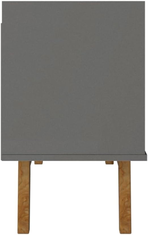 Manhattan Comfort Marcus Mid Century Modern 55 Inch TV Stand with Solid Wood Legs, Cable Management, 4 Shelves and Soft Close Doors, Entertainment Center and Media Console for Living Room, Grey