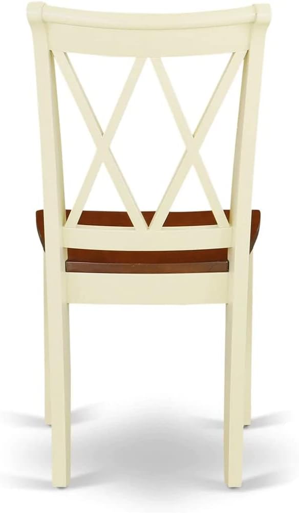 East West Furniture DOCL9-BMK-W 9 Piece Dining Table Set Includes a Rectangle Dining Room Table with Butterfly Leaf and 8 Wood Seat Chairs, 42x78 Inch, Buttermilk & Cherry