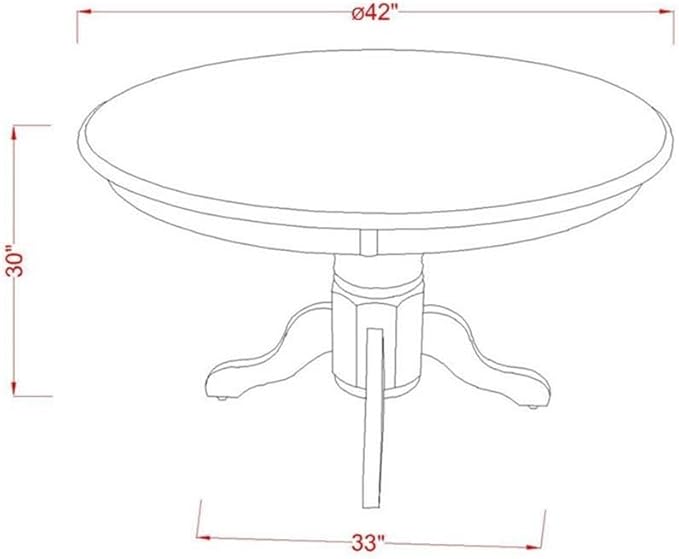 East West Furniture SHSI5-WHI-15 5 Piece Dining Table Set for 4 Includes a Round Kitchen Table with Pedestal and 4 Baby Blue Linen Fabric Parson Dining Chairs, 42x42 Inch, Linen White