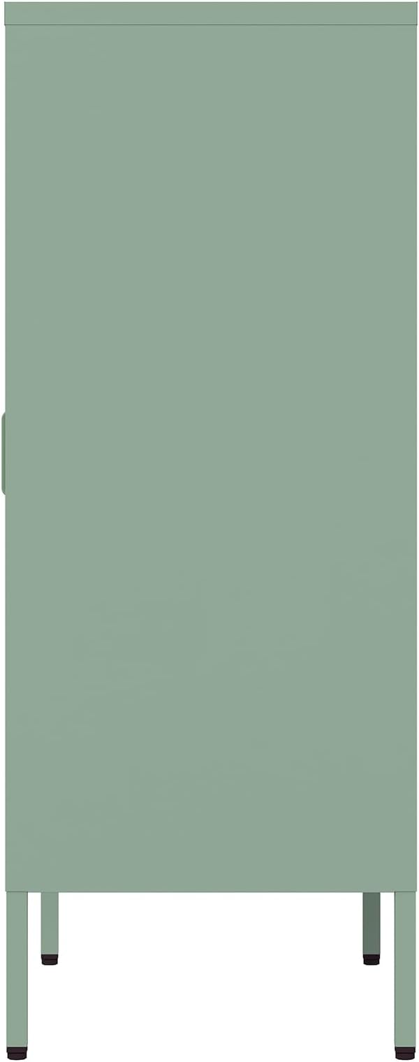 Manhattan Comfort Naomi Modern Metal Accent Cabinet, Minimalist Storage Cabinet with Doors & Adjustable Shelves, Vented Doors, Sturdy Steel Build, Versatile & Multi-Purpose Home Furniture, Green