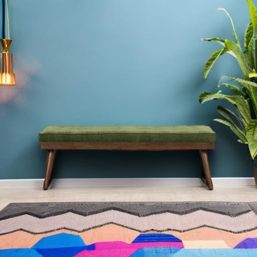 POLY & BARK Luca Bench in Distressed Green Velvet