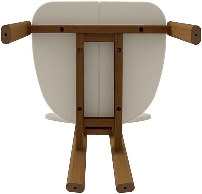Manhattan Comfort Mid-Century Modern Gales Dining Chair with Solid Wood Legs in Greige - Set of 4
