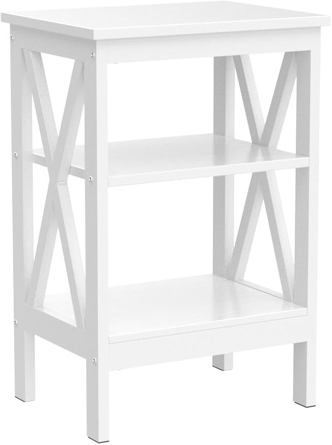 VECELO Modern Nightstands X-Design Side End Table Night Stand with Storage Shelf for Bedroom,Living Room,