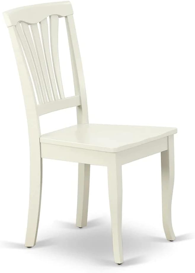 East West Furniture DMAV3-LWH-W 3 Piece Dining Room Table Set Contains a Round Dining Table with Dropleaf and 2 Wood Seat Chairs, 42x42 Inch, Linen White