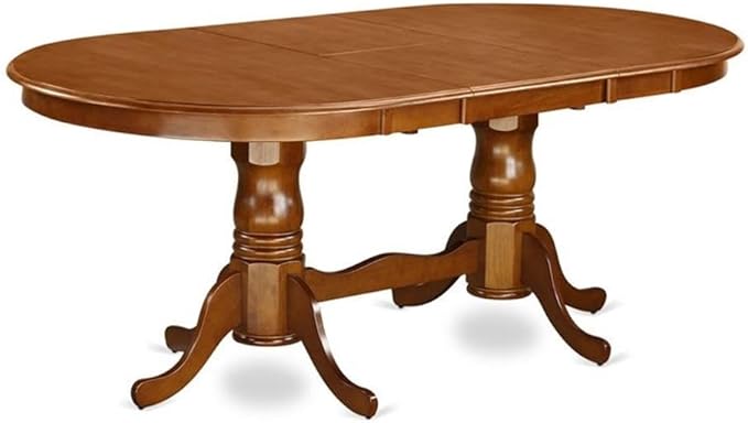 East West Furniture PLAI9-SBR-W 9 Piece Dining Room Table Set Includes an Oval Wooden Table with Butterfly Leaf and 8 Kitchen Dining Chairs, 42x78 Inch, Saddle Brown