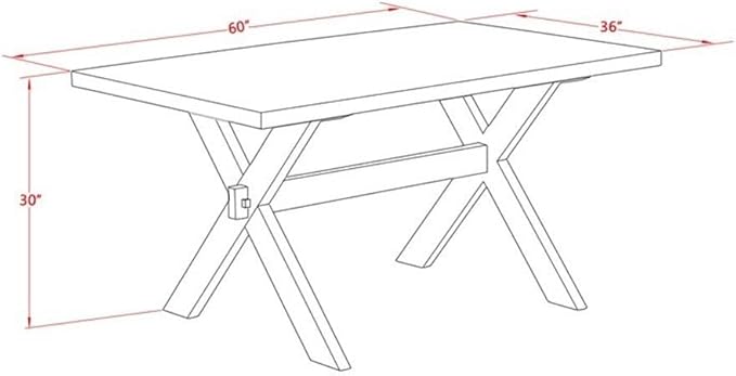 East West Furniture XT776 X-Style Kitchen Dining Table - a Rectangle Wooden Table Top with Stylish Legs, 36x60 Inch, Multi-Color