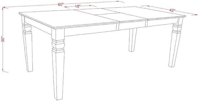 East West Furniture LGDA7-LWH-13 7 Piece Kitchen Set Consists of a Rectangle Dining Table with Butterfly Leaf and 6 Polyester Fabric Padded Chairs, linen white