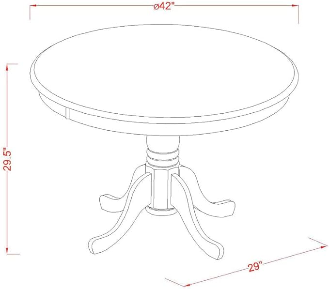 East West Furniture HBIP5-MAH-C 5 Piece Dinette Set for 4 Includes a Round Dining Room Table with Pedestal and 4 Linen Fabric Upholstered Dining Chairs, 42x42 Inch, Mahogany
