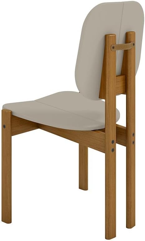 Manhattan Comfort Mid-Century Modern Gales Dining Chair with Solid Wood Legs in Greige - Set of 4