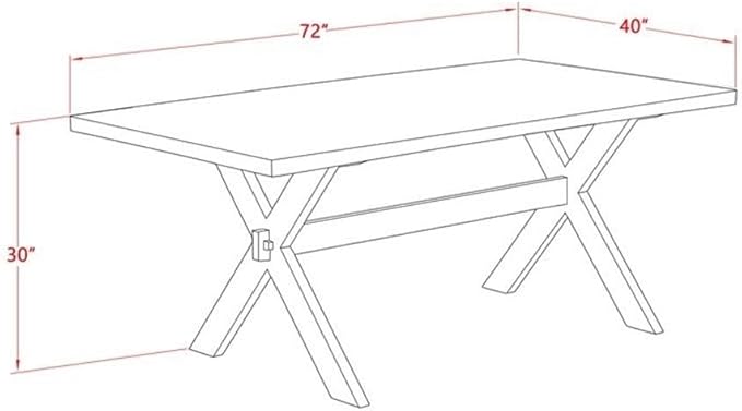 East West Furniture X097VE215-6 6 Piece Kitchen Table Set Contains a Rectangle Dining Table with X-Legs and 4 Baby Blue Linen Fabric Parson Chairs with a Bench, 40x72 Inch, Multi-Color