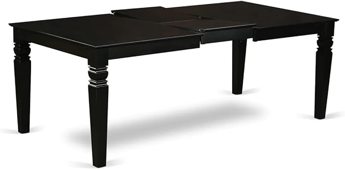 East West Furniture LGCE5-BLK-21 5 Piece Dining Table Set for 4 Includes a Rectangle Kitchen Table with Butterfly Leaf and 4 Mineral Blue Linen Fabric Parson Chairs, 42x84 Inch, Black