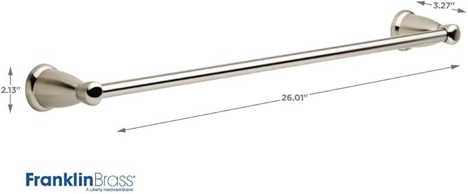 Franklin Brass Kinla 3-Piece Bathroom Set Satin Nickel 24" Towel Bar Rack, Toilet Paper Holder, Ring 3-Piece Hardware KIN3PC-SN