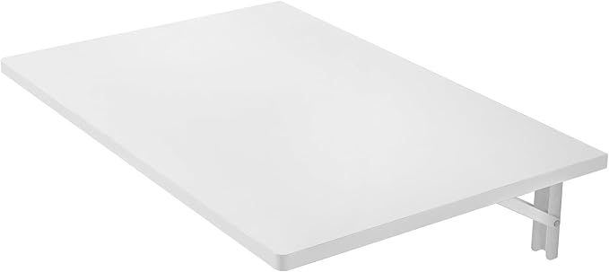 VEVOR Wall Mounted Folding Table, 23.6 x 15.7 inches Wall Mount Table, Floating Desk with Iron Bracket for Small Spaces, Home Office, Dining, Laundry Room, Kitchen, Bar, White