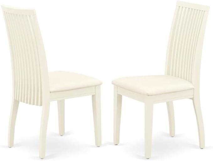 East West Furniture CAIP5-LWH-C 5 Piece Dinette Set for 4 Includes a Rectangle Dining Room Table and 4 Linen Fabric Kitchen Dining Chairs, 36x60 Inch, Linen White