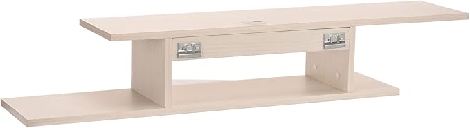 Floating TV Stand, Wall Mounted Floating Media Shelf Organizer Entertainment Center Console for Home and Office, Storage for Accessories Wifi Router Remote Control DVD Player and More (White)