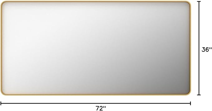 TokeShimi 72x36 Inch Gold Bathroom Vanity Mirror for Wall Rectangle Mirror with Non-Rusting Aluminum Alloy Brushed Matte Metal Frame for Modern Minimalist Farmhouse Home Decor (Horizontal/Vertical)