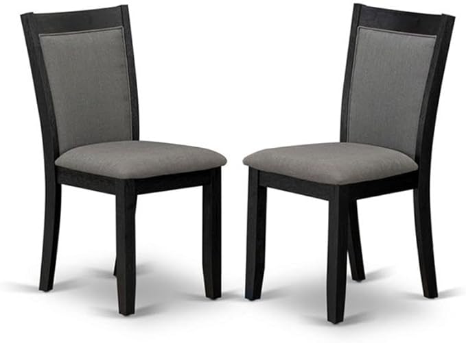 East West Furniture X697MZ650-9 9 Piece Dining Room Set Includes a Rectangle Dining Table with X-Legs and 8 Dark Gotham Grey Linen Fabric Upholstered Chairs, 40x72 Inch, Multi-Color