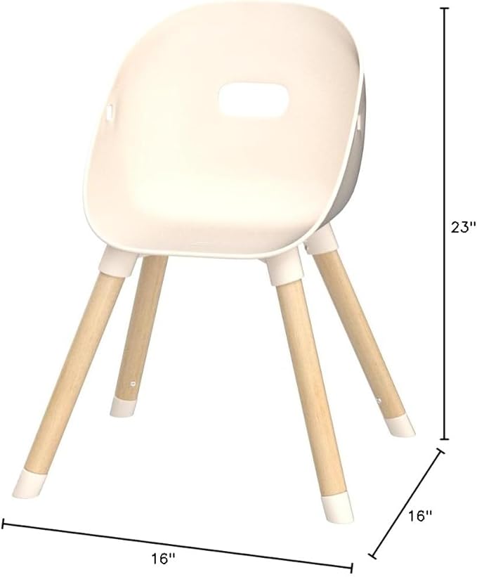 Lalo The Play Chair, Wooden and Non-Toxic Plastic Kids and Toddler Chair - Sturdy Bucket Seat and Easy to Clean Kids Chair with up to 200 lb. Weight Capacity, Set of 2 - Grapefruit