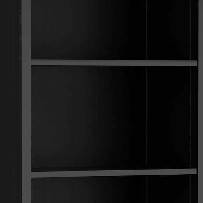 SIMPLIHOME Amherst Bookcase - 70 inch Tall 5-Shelf Solid Wood Bookshelf in Black, Transitional Storage for Living Room, Study Room or Office with Adjustable Shelves and Tapered Legs